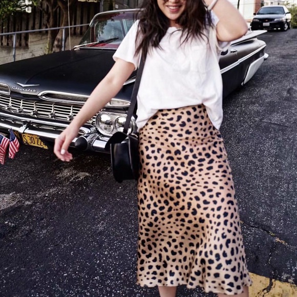 Silky Leopard Midi Skirt - Picture 2 of 7